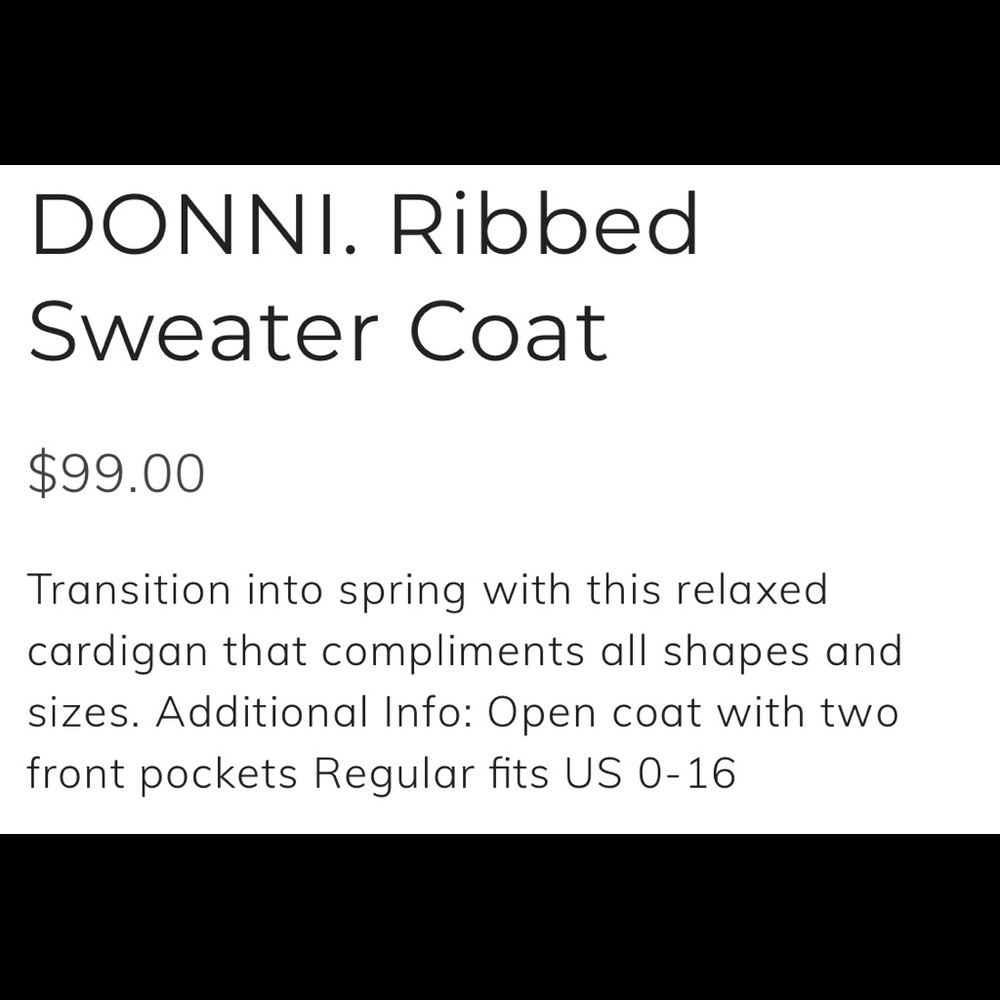 DONNI Ribbed Sweater/Cardigan, NIP - Picture 2 of 3